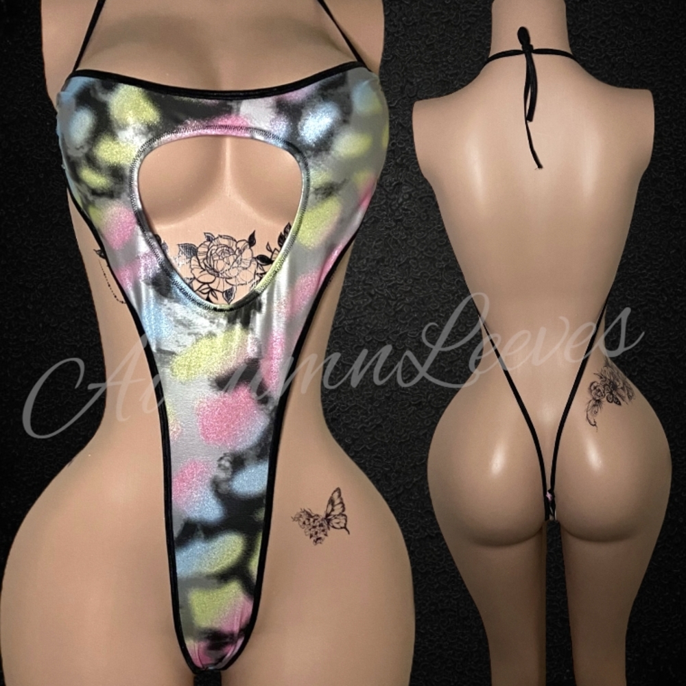 Multicolor Halter Cutout Bodysuit